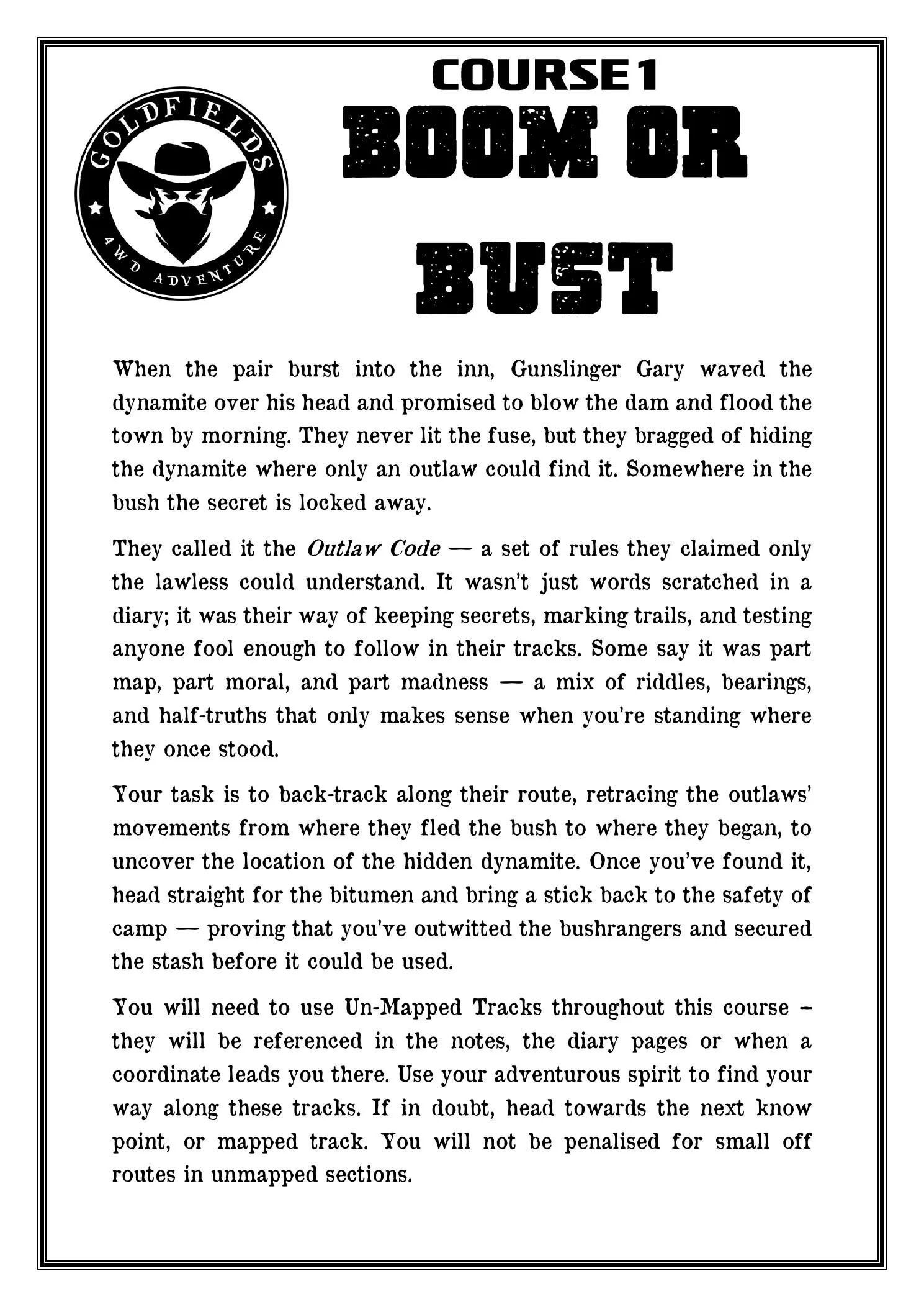 Course 1 — Boom or Bust